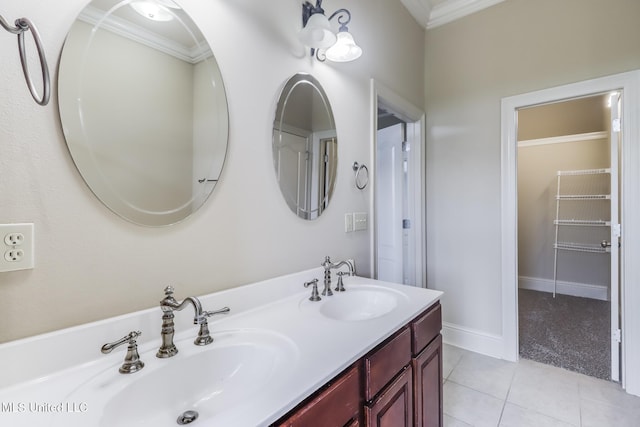 25 Oak Alley Ln Unit 25, Long Beach, MS 39560 - full bath featuring crown molding, tile patterned flooring, and double vanity