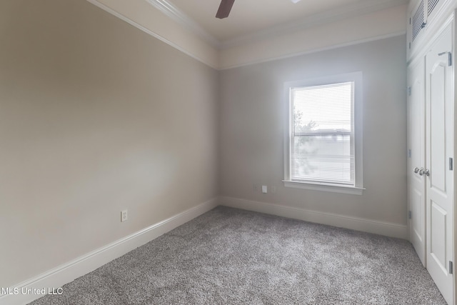 25 Oak Alley Ln Unit 25, Long Beach, MS 39560 - unfurnished room featuring ornamental molding, carpet floors, a ceiling fan, and plenty of natural light