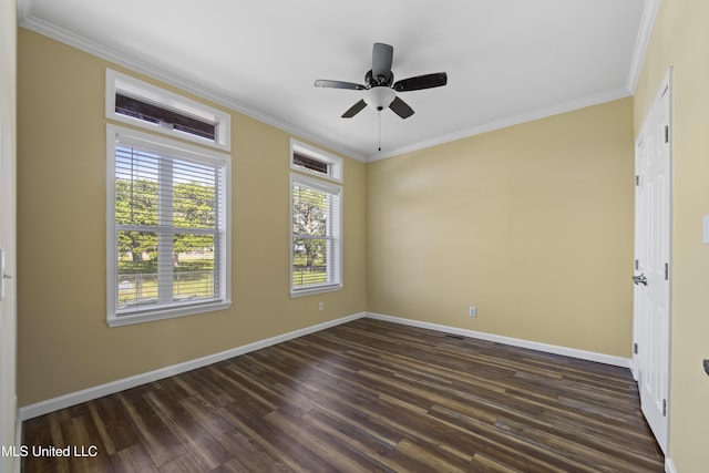 1515 E Beach Blvd Unit 114, Pass Christian, MS 39571 - unfurnished room with ornamental molding, dark wood-type flooring, baseboards, and a ceiling fan