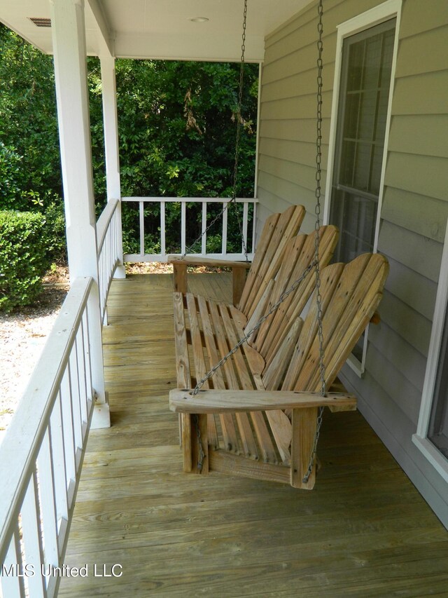 deck featuring a porch