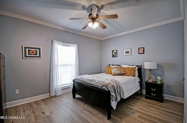 312 Faith Way, Brandon, MS 39042 - bedroom featuring wood finished floors, ornamental molding, baseboards, and a ceiling fan