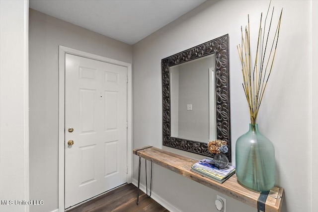 doorway to outside featuring dark hardwood / wood-style flooring