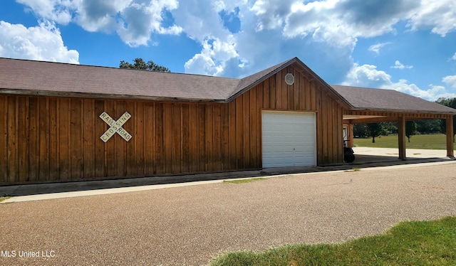 view of garage