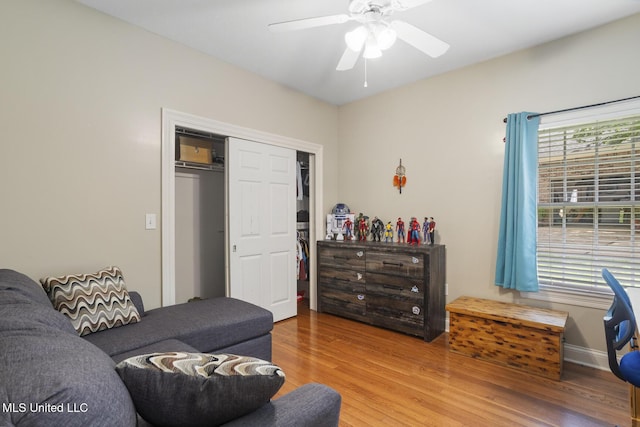 410 Woodland Hills Ct, Madison, MS 39110 - living area featuring ceiling fan and wood finished floors