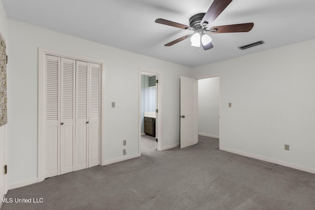 160 Marblehead Ct, Jackson, MS 39211 - unfurnished bedroom with carpet floors, a closet, ceiling fan, and ensuite bath