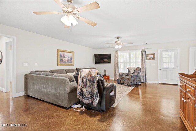 24023 Robert E Lee Rd, Lucedale, MS 39452 - living area with baseboards and ceiling fan