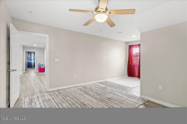 24023 Robert E Lee Rd, Lucedale, MS 39452 - empty room with recessed lighting, a ceiling fan, light wood-style flooring, and baseboards