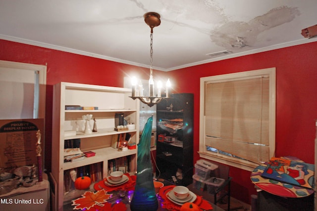 4803 Sheridan Dr, Jackson, MS 39206 - dining room with a chandelier and crown molding