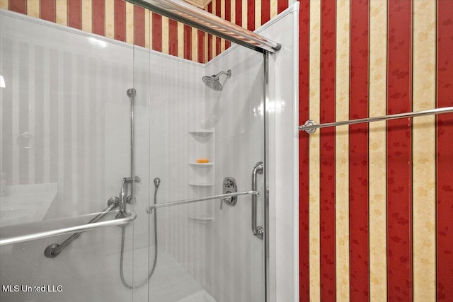 108 Merlot Cv, Clinton, MS 39056 - full bath with a shower stall and wallpapered walls