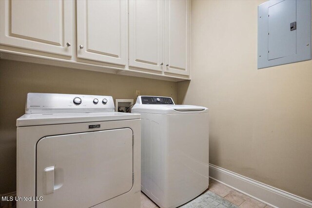 108 Merlot Cv, Clinton, MS 39056 - laundry area with electric panel, independent washer and dryer, cabinet space, and baseboards
