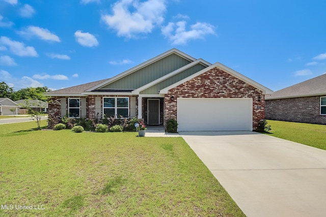 craftsman-style house featuring a front yard and a garage