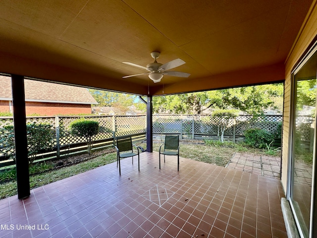 view of patio / terrace with ceiling fan