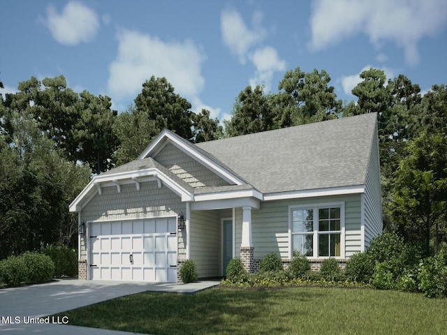 9626 W Oaklawn Rd, Biloxi, MS 39532 - craftsman inspired home with an attached garage, brick siding, concrete driveway, and a front lawn
