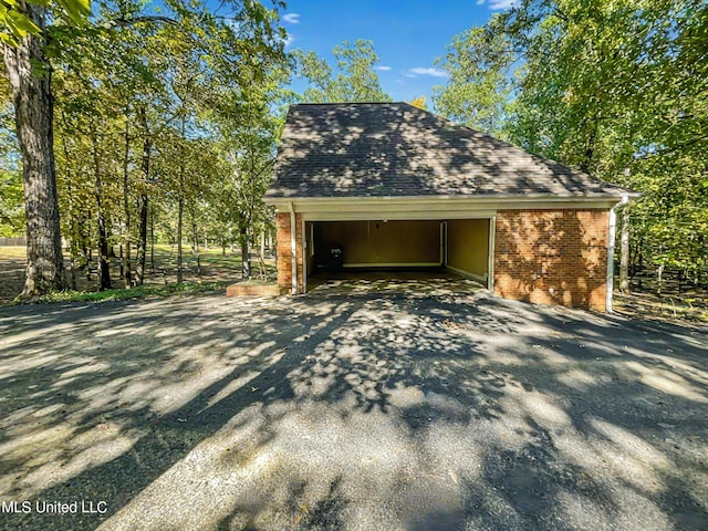 view of garage