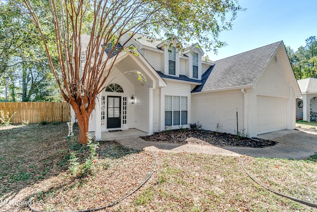 view of front of house with a garage