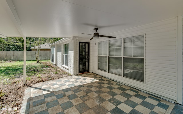 view of patio with ceiling fan