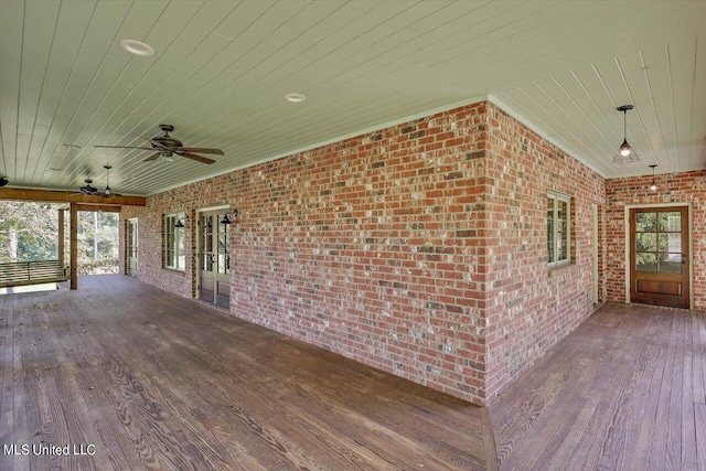 deck featuring ceiling fan