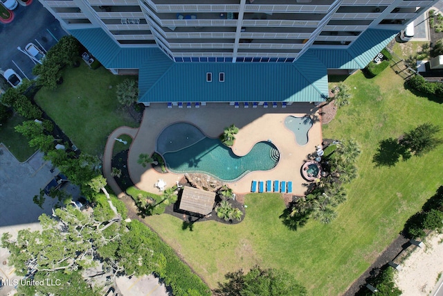 2668 Beach Blvd Unit 1405, Biloxi, MS 39531 - aerial view of property and surrounding area featuring a pool area