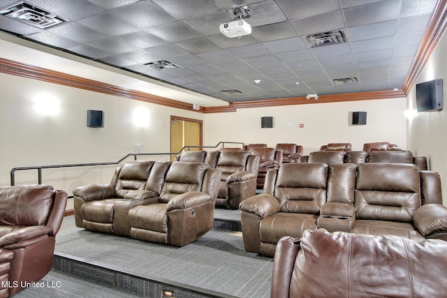 2668 Beach Blvd Unit 1405, Biloxi, MS 39531 - cinema featuring carpet, crown molding, and a paneled ceiling