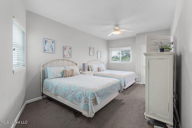 bedroom featuring carpet and ceiling fan