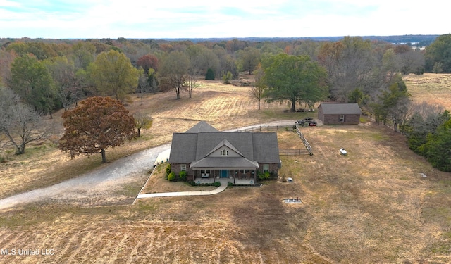 aerial view featuring a rural view