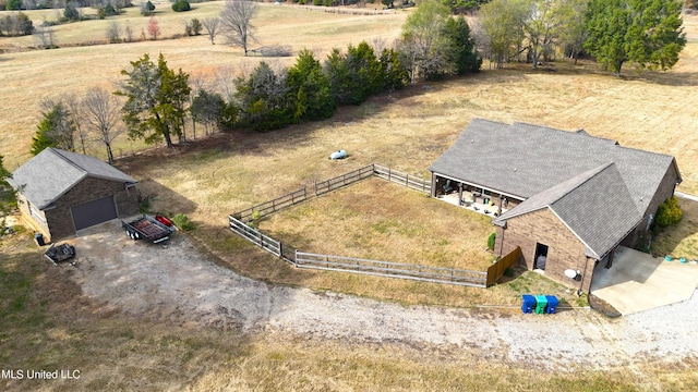 drone / aerial view with a rural view