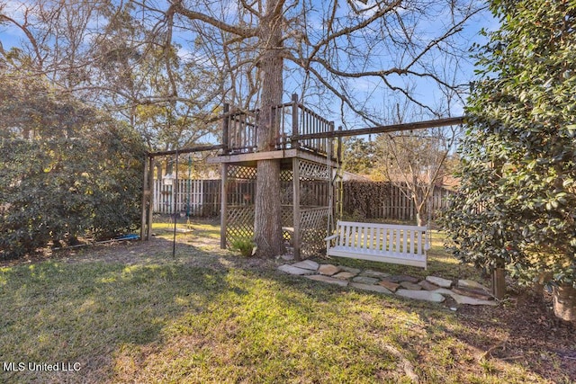 view of yard with a fenced backyard