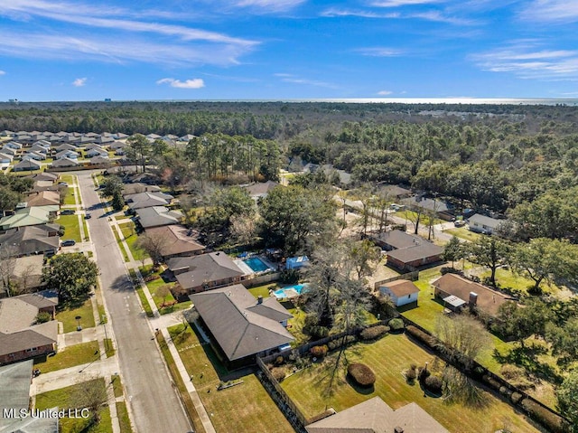 drone / aerial view with a residential view