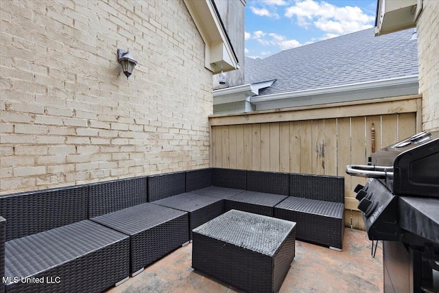 view of patio / terrace with area for grilling and an outdoor living space