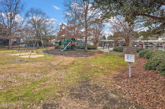 view of play area featuring a yard