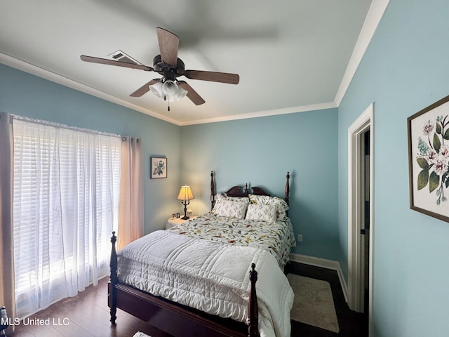 856 Wellington Way, Madison, MS 39110 - bedroom featuring crown molding, wood finished floors, a ceiling fan, and baseboards