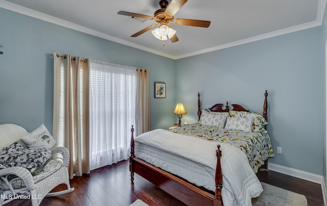 856 Wellington Way, Madison, MS 39110 - bedroom with crown molding, wood finished floors, baseboards, and a ceiling fan