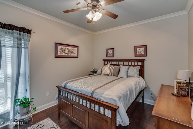 856 Wellington Way, Madison, MS 39110 - bedroom featuring multiple windows, baseboards, crown molding, and dark wood-style flooring