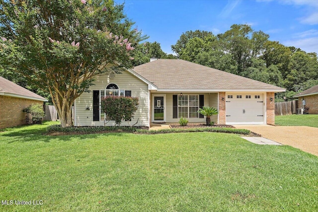 4328 Blaine Cir, Byram, MS 39272 - ranch-style house with an attached garage, concrete driveway, roof with shingles, and brick siding