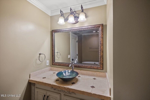 12025 Springridge Rd, Terry, MS 39170 - bathroom featuring crown molding and vanity