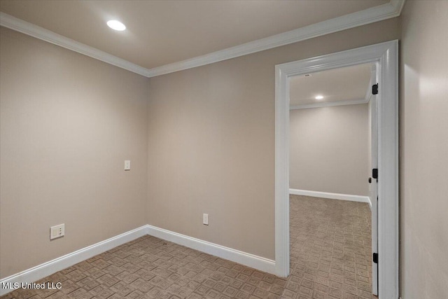 12025 Springridge Rd, Terry, MS 39170 - spare room with light carpet, crown molding, and recessed lighting