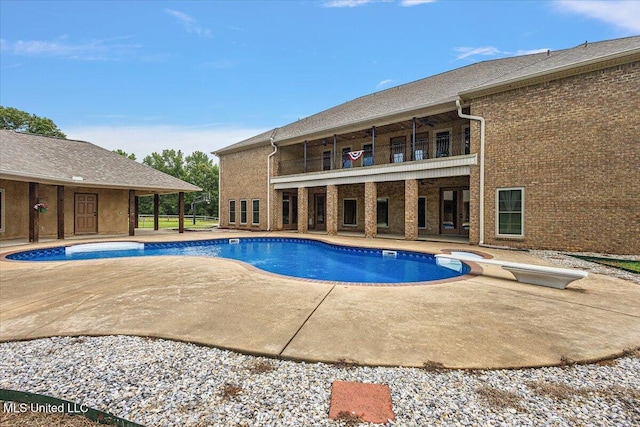 12025 Springridge Rd, Terry, MS 39170 - outdoor pool with a patio and a diving board