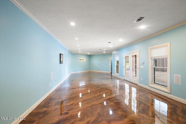 12025 Springridge Rd, Terry, MS 39170 - spare room with ornamental molding, recessed lighting, and french doors