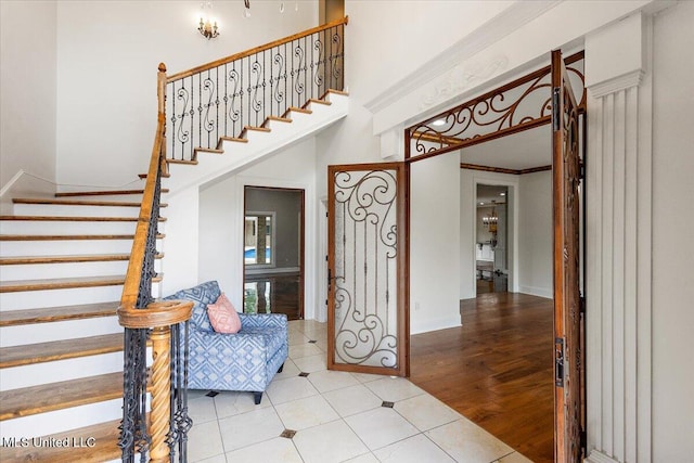 12025 Springridge Rd, Terry, MS 39170 - tiled entrance foyer with stairway and a high ceiling