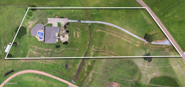 12025 Springridge Rd, Terry, MS 39170 - aerial view of property and surrounding area featuring property parcel outlined and rural landscape