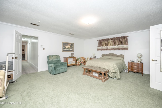 10001 Echo Glen Dr, Moss Point, MS 39562 - carpeted bedroom featuring ornamental molding and a textured ceiling
