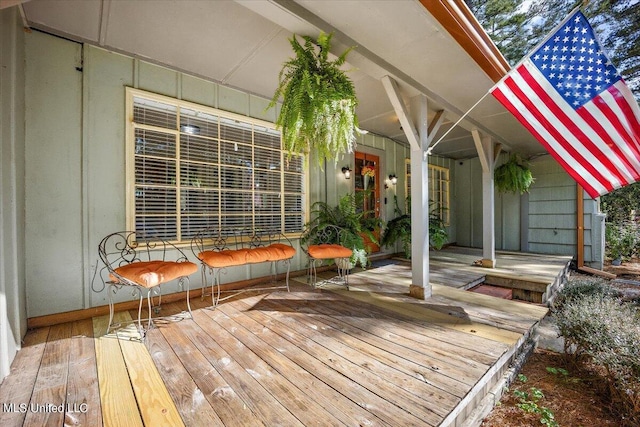 deck with a porch