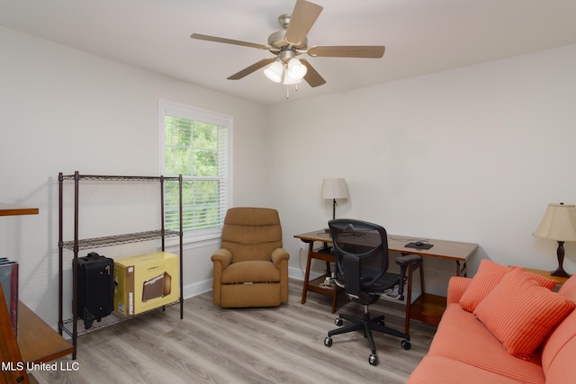 13 High Hills Dr, Hattiesburg, MS 39402 - home office with wood finished floors, ceiling fan, and baseboards