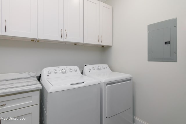 13 High Hills Dr, Hattiesburg, MS 39402 - laundry room with electric panel, cabinet space, and washer and dryer