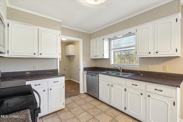 310 Lafayette St, Senatobia, MS 38668 - kitchen with dishwasher, dark countertops, a sink, and white cabinets