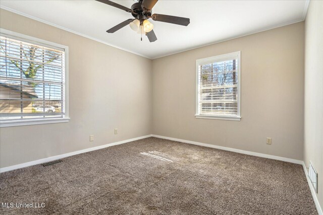 310 Lafayette St, Senatobia, MS 38668 - empty room with carpet floors, visible vents, and a wealth of natural light
