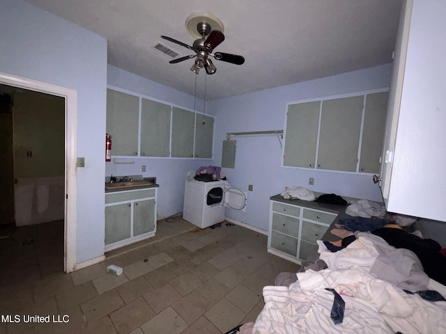 4805 Washington Ave, Gulfport, MS 39507 - kitchen with a ceiling fan and washer / dryer