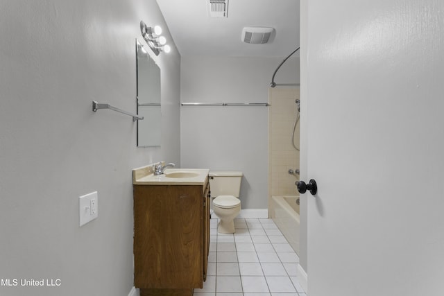 449 Klondyke Rd, Long Beach, MS 39560 - full bathroom with shower / bathtub combination, toilet, visible vents, tile patterned floors, and vanity