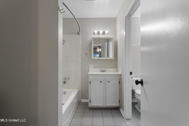 449 Klondyke Rd, Long Beach, MS 39560 - full bath with shower / bathtub combination, toilet, baseboards, tile patterned floors, and vanity