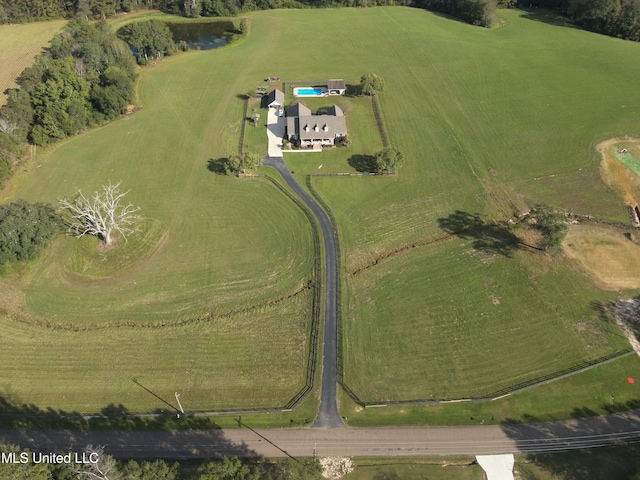 drone / aerial view with a rural view